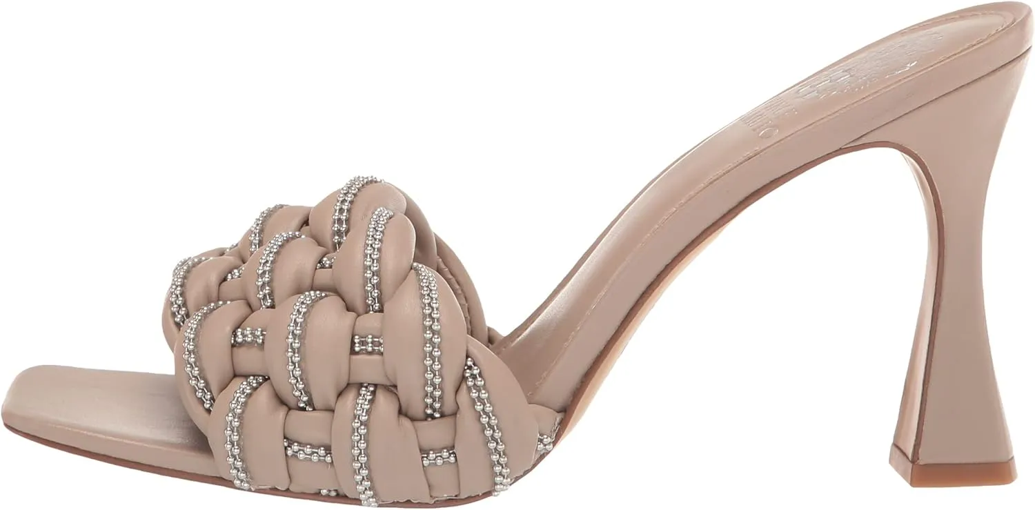 Vince Camuto Women's Rayley Crystal Woven Mule Heeled Sandal