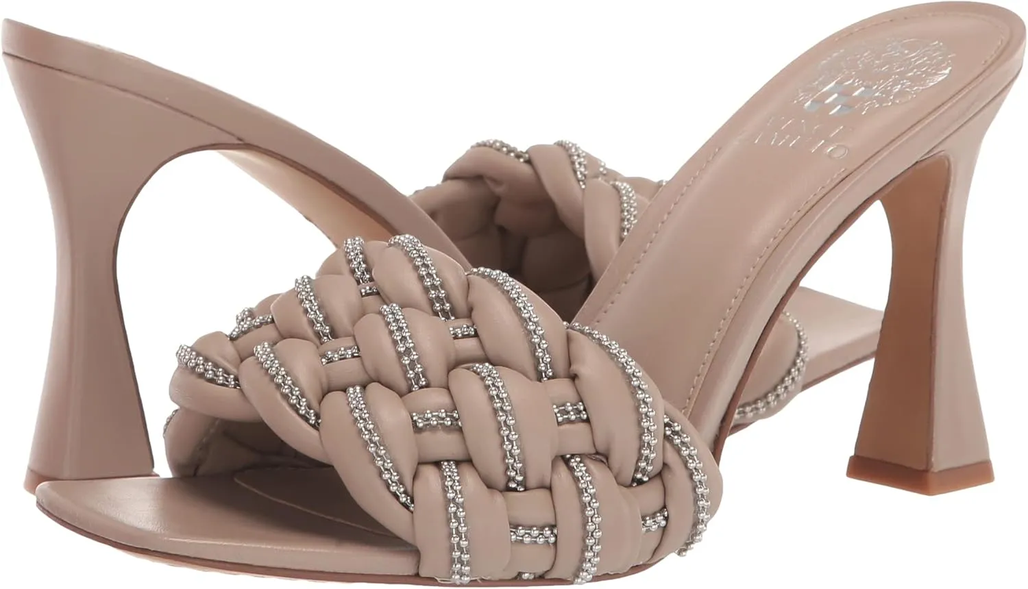 Vince Camuto Women's Rayley Crystal Woven Mule Heeled Sandal