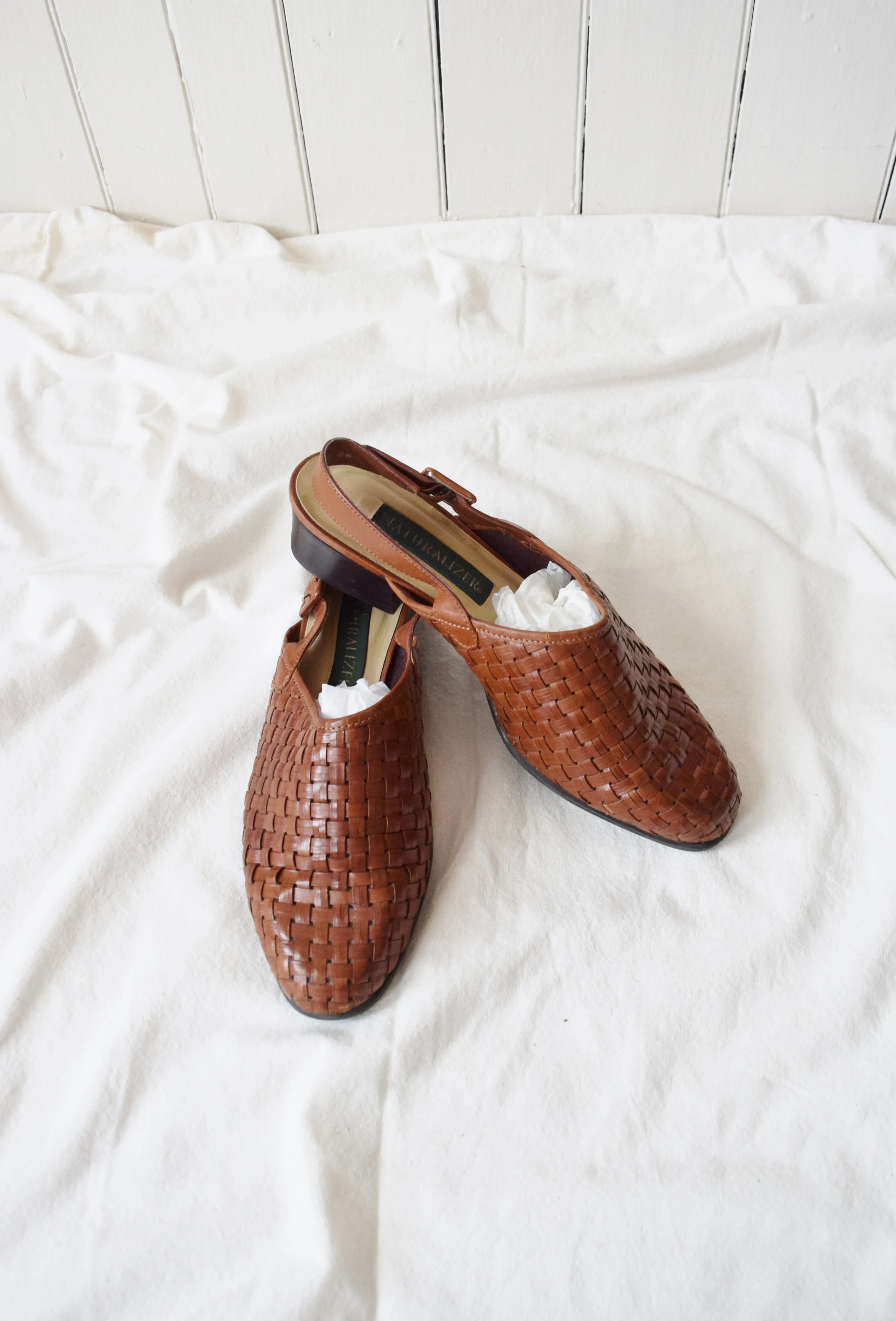 Vintage Brown Woven leather Slingbacks | US 10 (EU 40/41 UK 8)