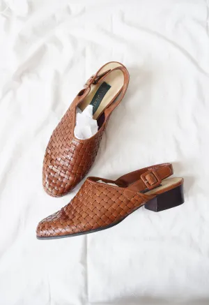 Vintage Brown Woven leather Slingbacks | US 10 (EU 40/41 UK 8)