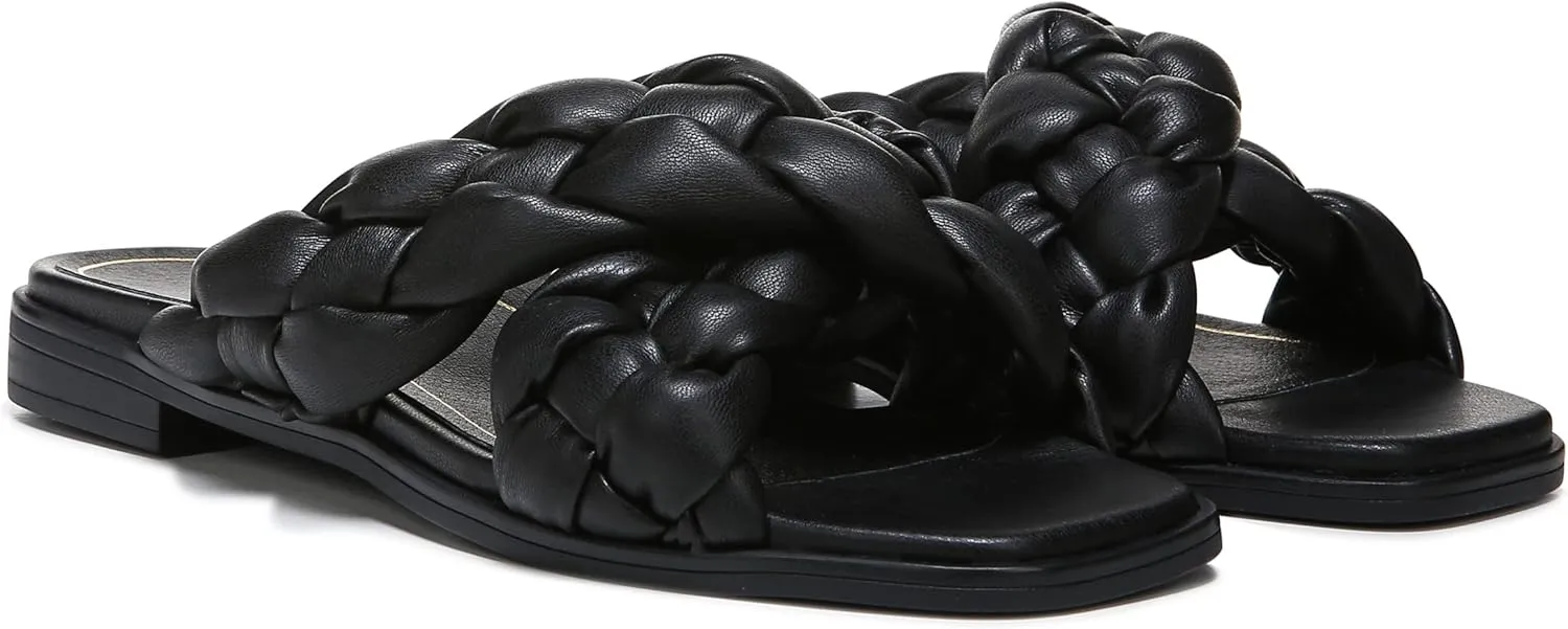 Vionic Women's Poppy Braided Vio-Motion Insole Slide Sandal- Supportive Dressy Flat Sandals That Includes an Orthotic Insole and Cushioned Outsole for Arch Support, Medium and Wide Fit, Sizes 5-11