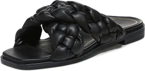 Vionic Women's Poppy Braided Vio-Motion Insole Slide Sandal- Supportive Dressy Flat Sandals That Includes an Orthotic Insole and Cushioned Outsole for Arch Support, Medium and Wide Fit, Sizes 5-11