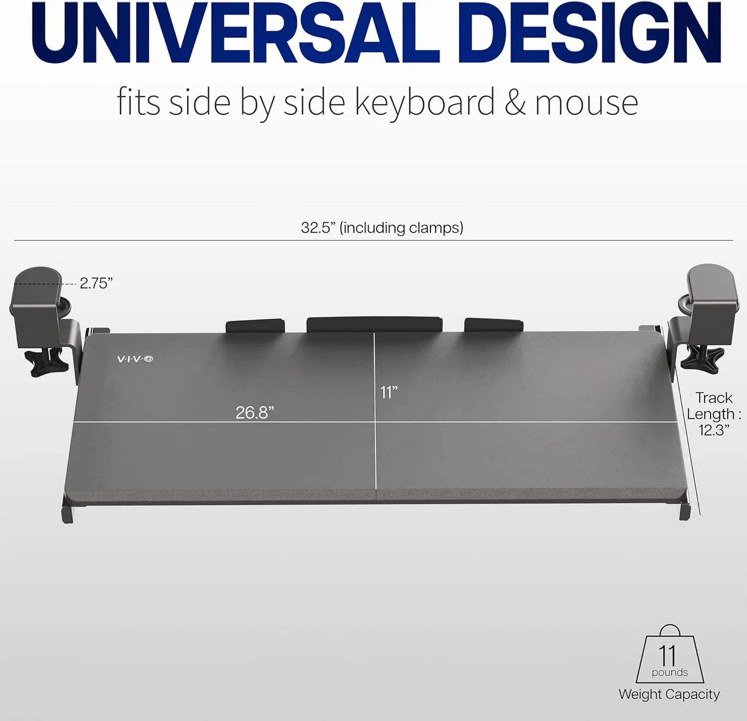 VIVO Large Clamp-on Computer Keyboard and Mouse Under Desk Slider Tray, 27 x 11 inch Pull Out Platform Drawer, Rustic Vintage Brown, MOUNT-KB05N