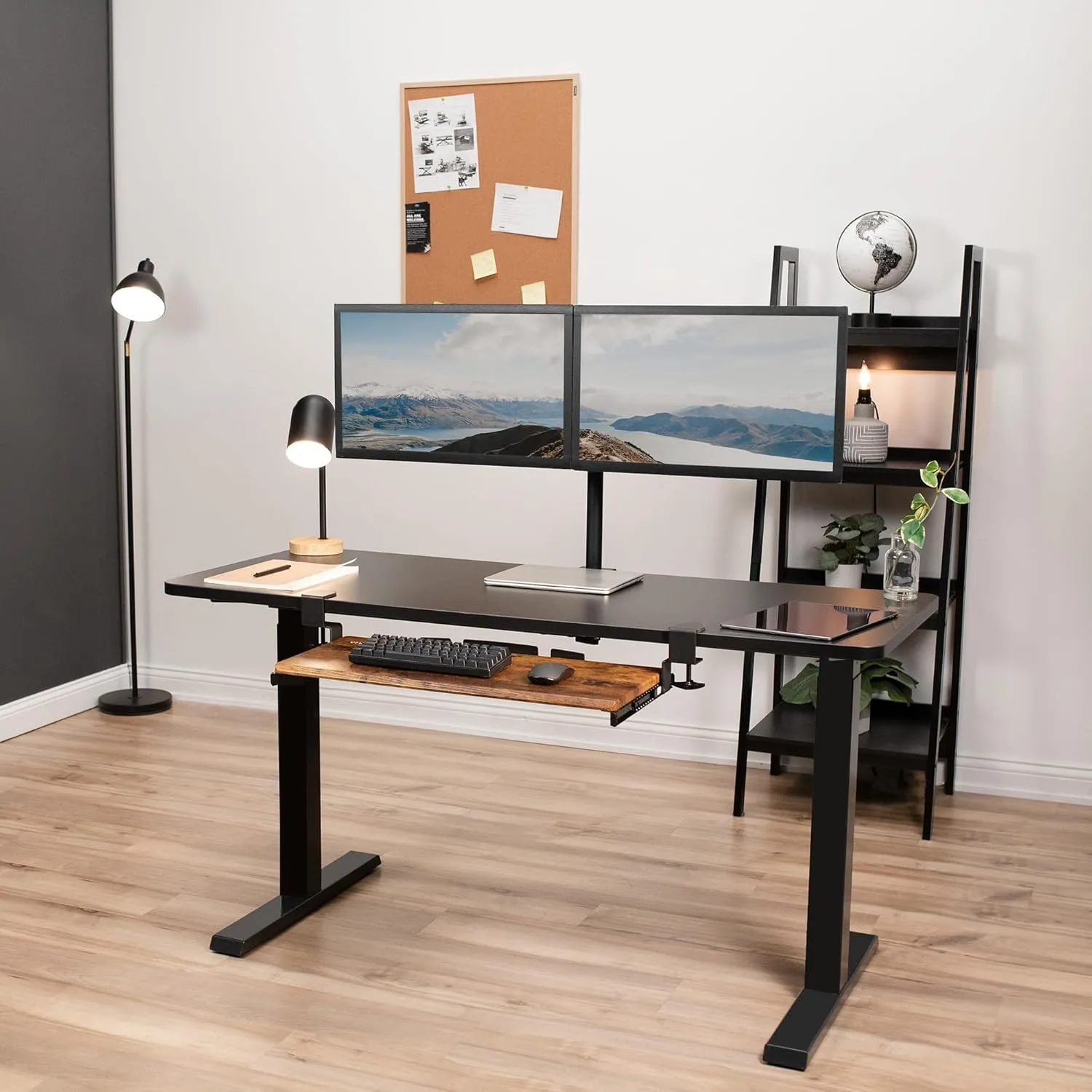VIVO Large Clamp-on Computer Keyboard and Mouse Under Desk Slider Tray, 27 x 11 inch Pull Out Platform Drawer, Rustic Vintage Brown, MOUNT-KB05N