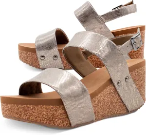 VOLATILE Women's SUMMERLOVE Wedge Sandal, Pewter, 9