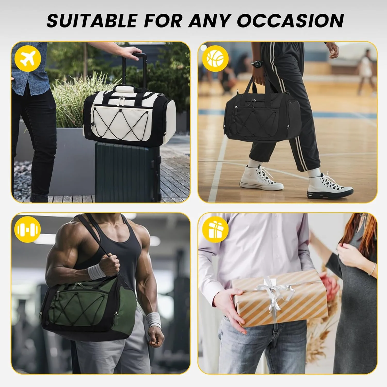 Vorspack Gym Bag for Men - 18 Inches Small Duffle Bag for Travel Lightweight Duffel Bag with Shoe Compartment Personal Item Travel Bag Weekender Bag for Travel Sports Gym - Green