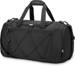 Vorspack Gym Bag for Men - 21 Inches Small Duffle Bag for Travel Lightweight Duffel Bag with Shoe Compartment Personal Item Travel Bag Weekender Bag for Travel Sports Gym - Black