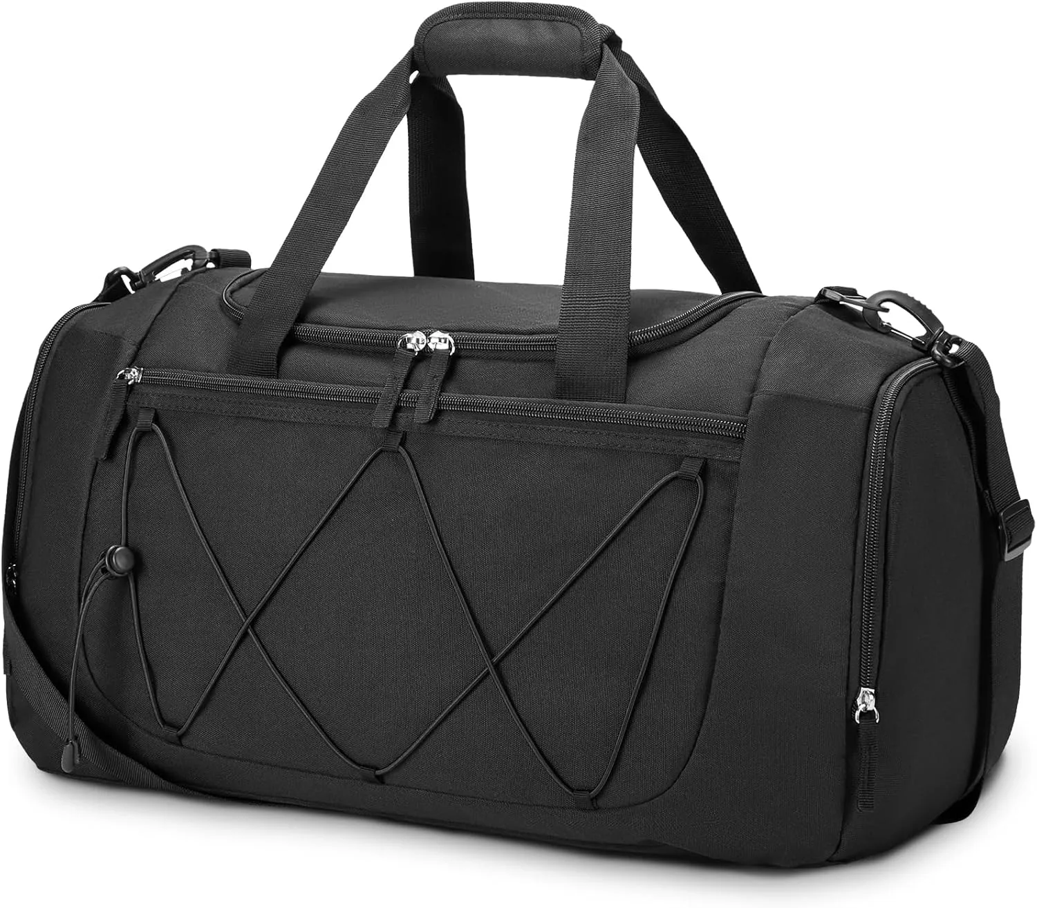 Vorspack Gym Bag for Men - 21 Inches Small Duffle Bag for Travel Lightweight Duffel Bag with Shoe Compartment Personal Item Travel Bag Weekender Bag for Travel Sports Gym - Black