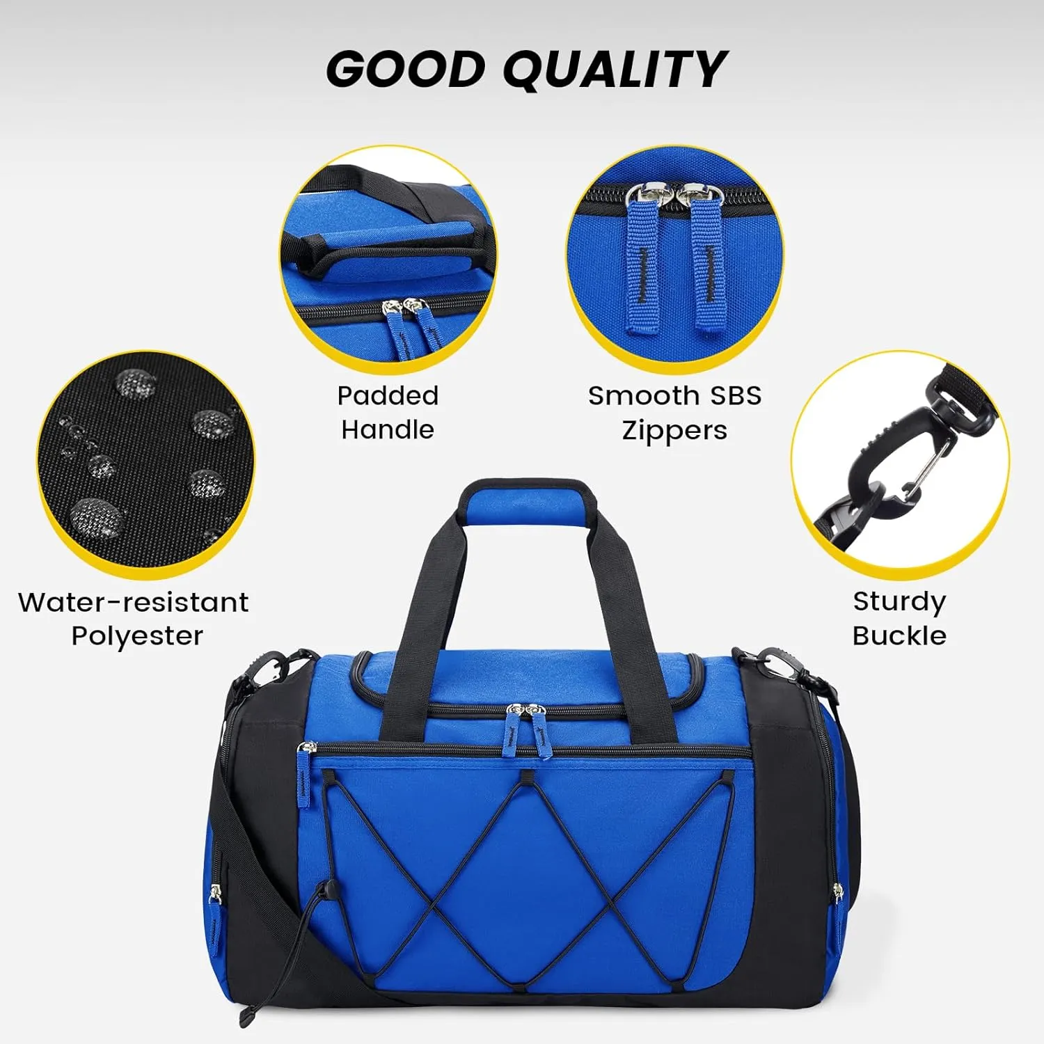 Vorspack Gym Bag for Men - 21 Inches Small Duffle Bag for Travel Lightweight Duffel Bag with Shoe Compartment Personal Item Travel Bag Weekender Bag for Travel Sports Gym - Blue