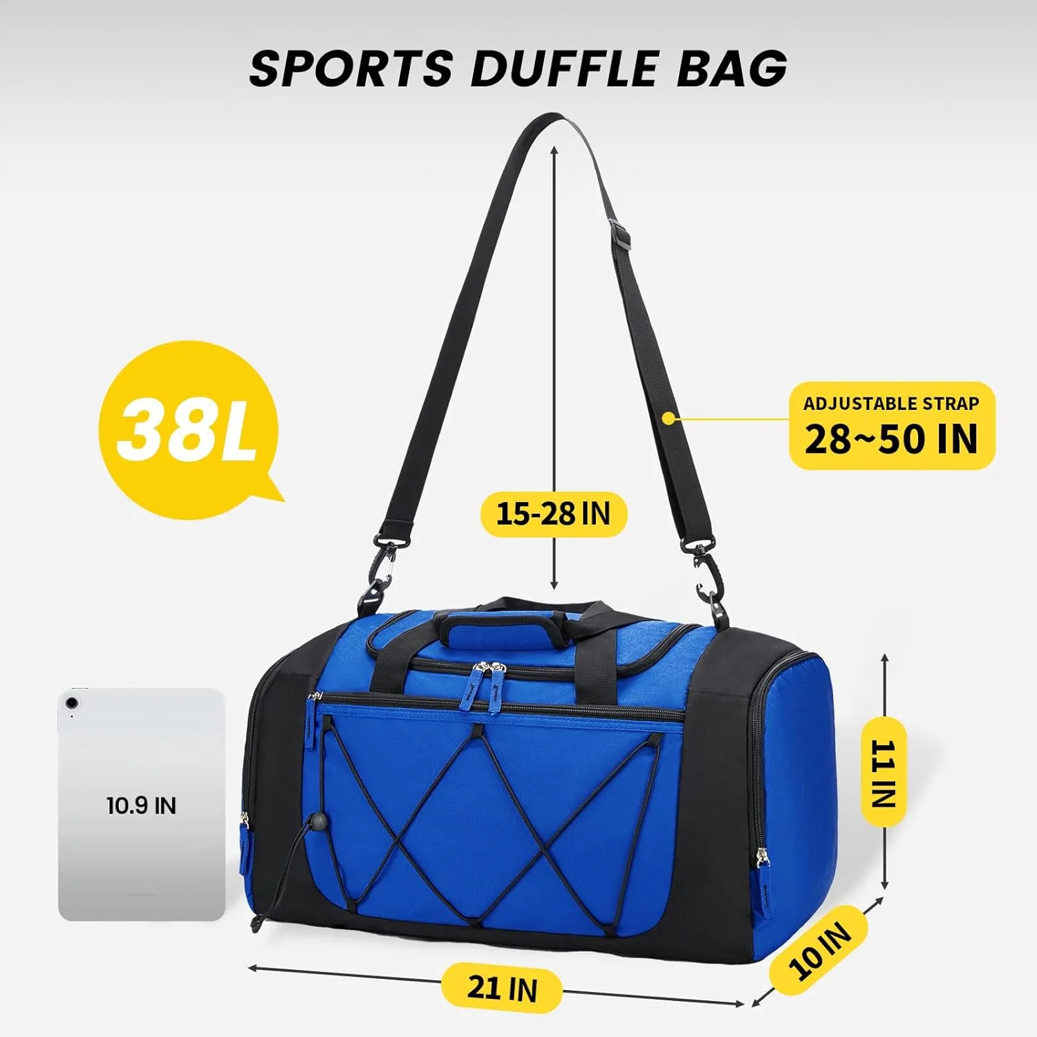 Vorspack Gym Bag for Men - 21 Inches Small Duffle Bag for Travel Lightweight Duffel Bag with Shoe Compartment Personal Item Travel Bag Weekender Bag for Travel Sports Gym - Blue