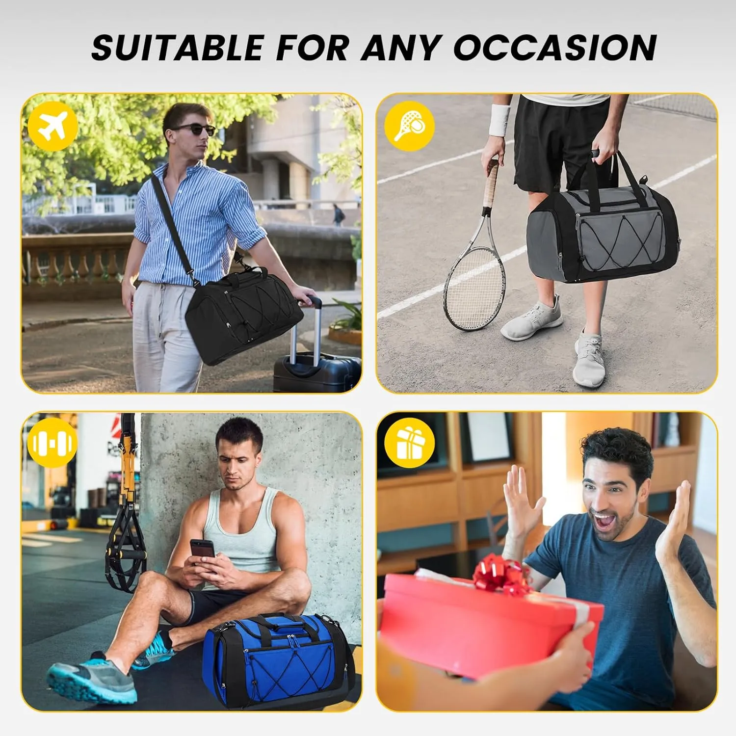 Vorspack Gym Bag for Men - 21 Inches Small Duffle Bag for Travel Lightweight Duffel Bag with Shoe Compartment Personal Item Travel Bag Weekender Bag for Travel Sports Gym - Blue
