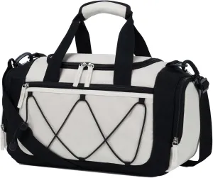VVorspack Gym Bag for Women - 15 Inches Small Duffle Bag for Travel Lightweight Duffel Bag Personal Item Travel Bag Weekender Bag for Travel Sports Gym - Beige