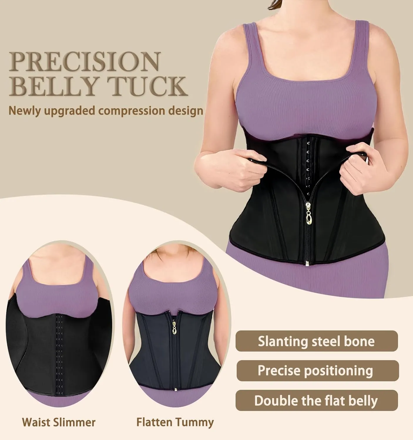 Waist Trainer for Women Plus Size Waist Trainer Postpartum for Women Sculpt Touch Body Shaper Tummy Control Colombian