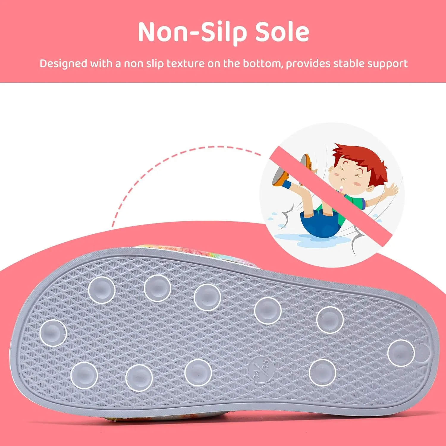WateLves Girls & Boys Slide Sandals Kids Summer Slippers Slip On for Outdoor Beach Pool Shower (Little Kid/Big Kid)