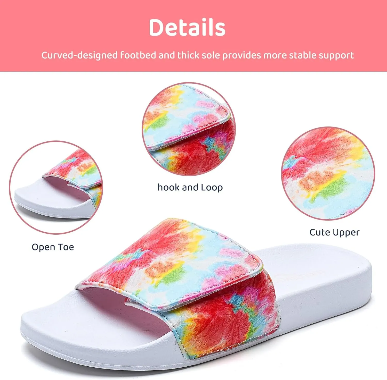 WateLves Girls & Boys Slide Sandals Kids Summer Slippers Slip On for Outdoor Beach Pool Shower (Little Kid/Big Kid)