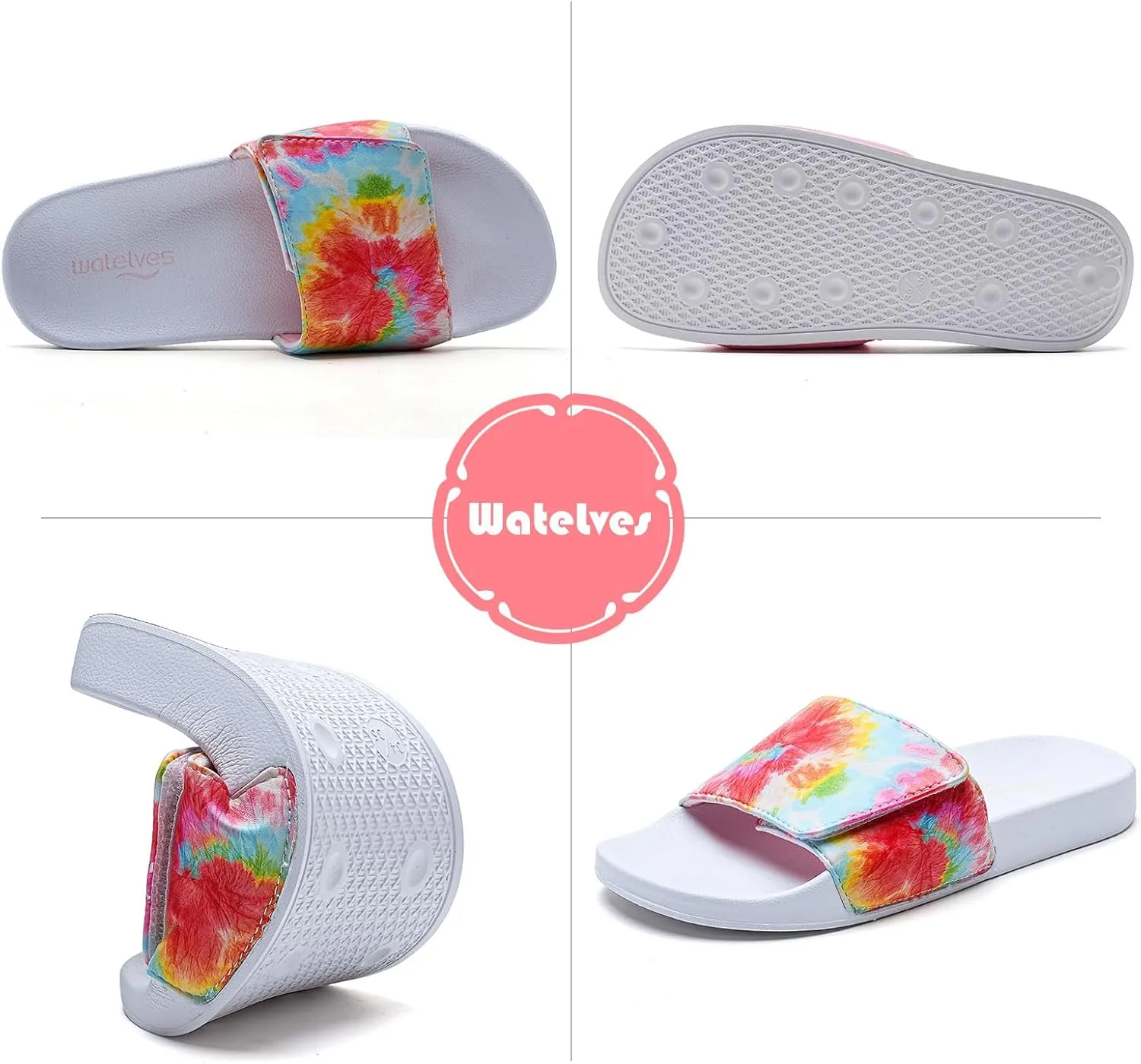 WateLves Girls & Boys Slide Sandals Kids Summer Slippers Slip On for Outdoor Beach Pool Shower (Little Kid/Big Kid)