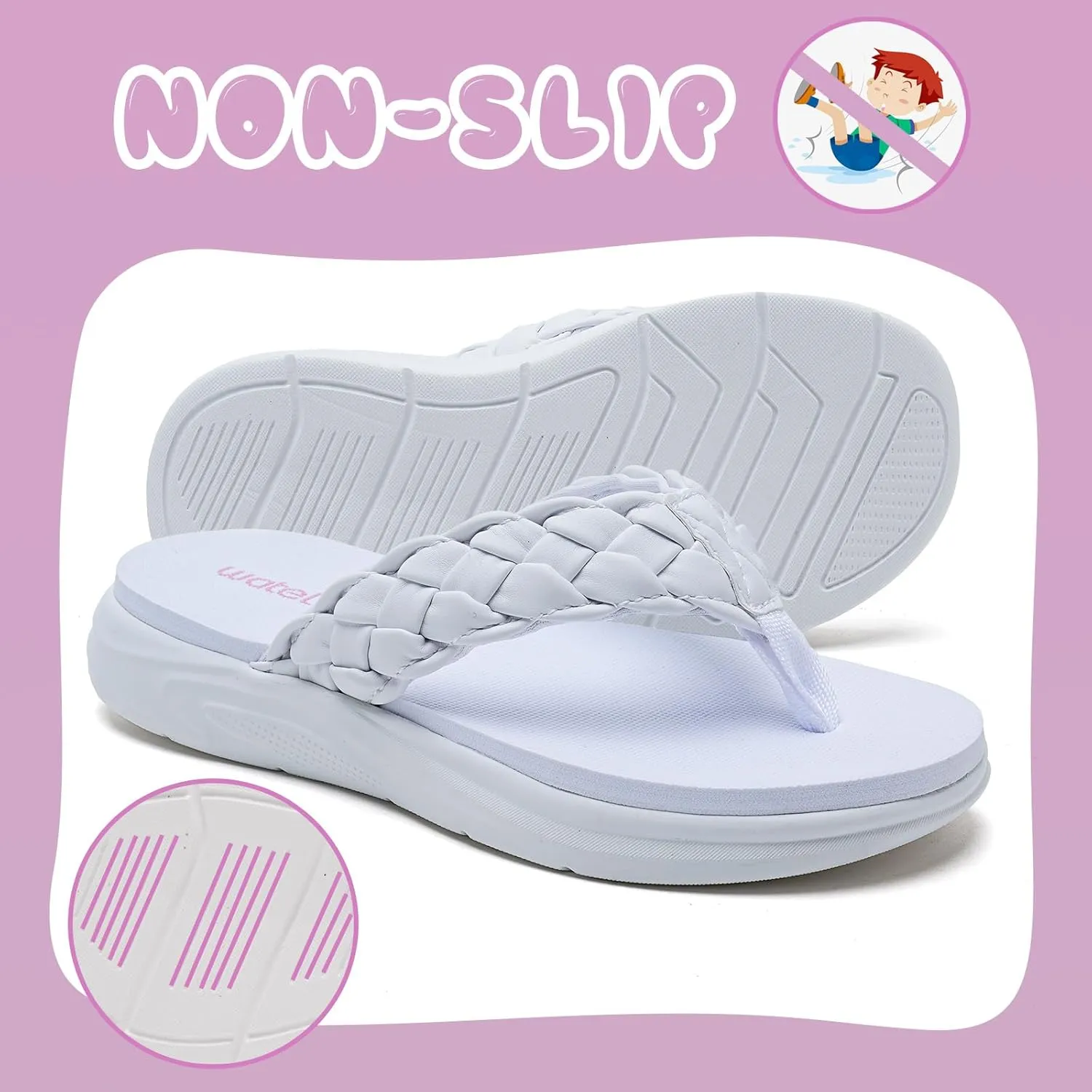 WateLves Girls Flip Flops Non-Slip Casual Thong Sandals Summer Sandal Shoes for Beach Swim Pool (Little Kid/Big Kid)