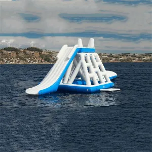 Water Games Inflatable Iceberg with Slide Climbing Structure and Pop-up Pump for Water Park Private Pier