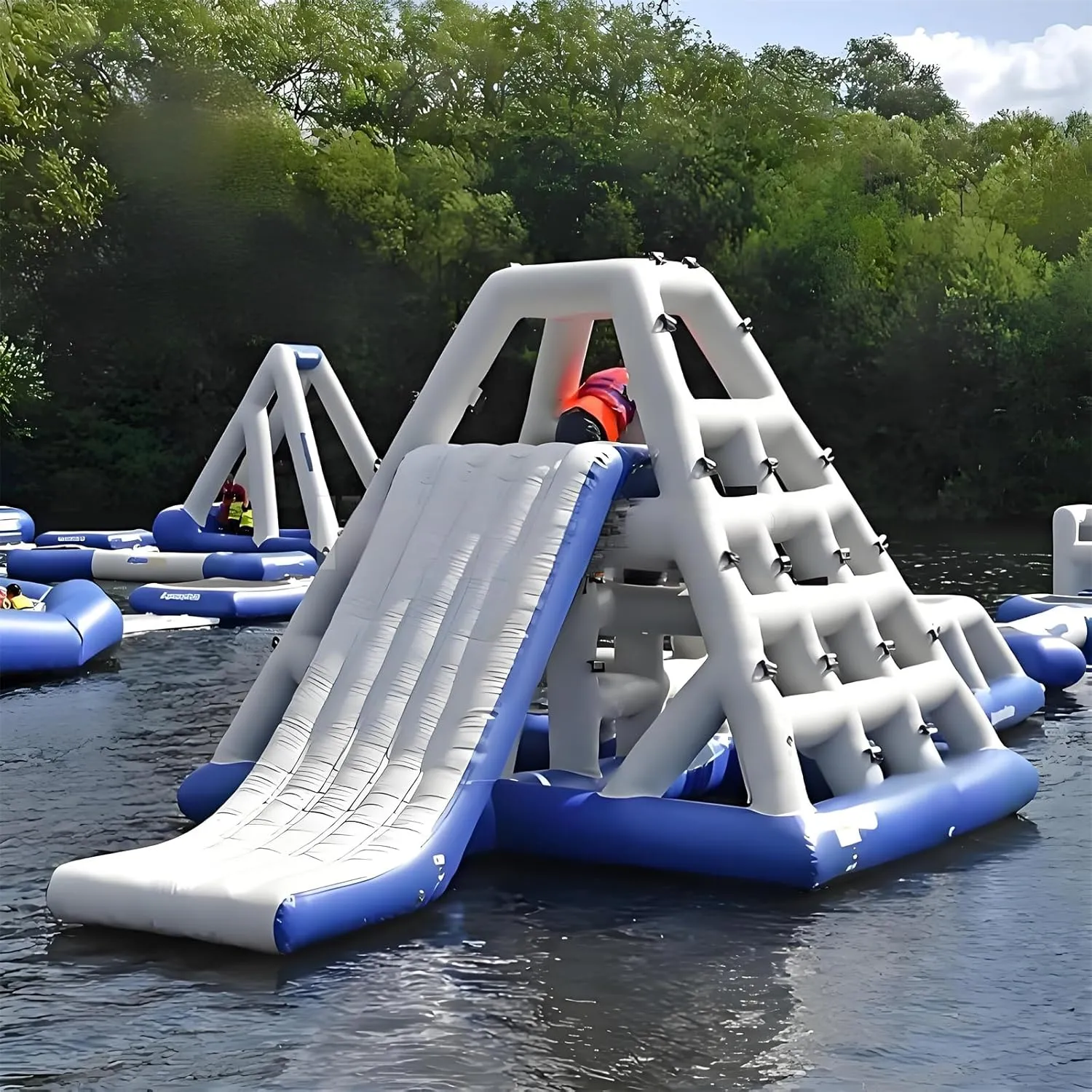 Water Park Inflatables Product Floating Water Slide with Air Pump Commercial Customization for Private Docks