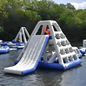 Water Park Inflatables Product Floating Water Slide with Air Pump Commercial Customization for Private Docks
