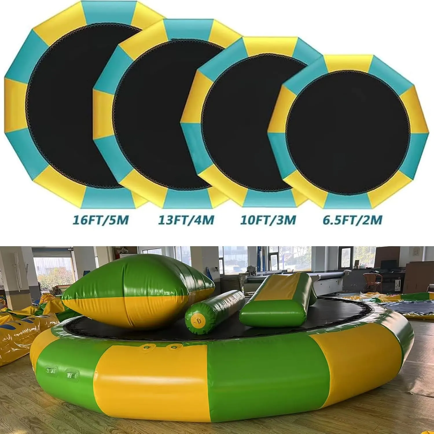 Water Trampoline Park for Lake,Party Inflatable for Lake,Inflatable Bounce Swimming Jumper Platform with Slide/Tube and Diving Pillow Bag,Water Float Jumper for Adults and Kids