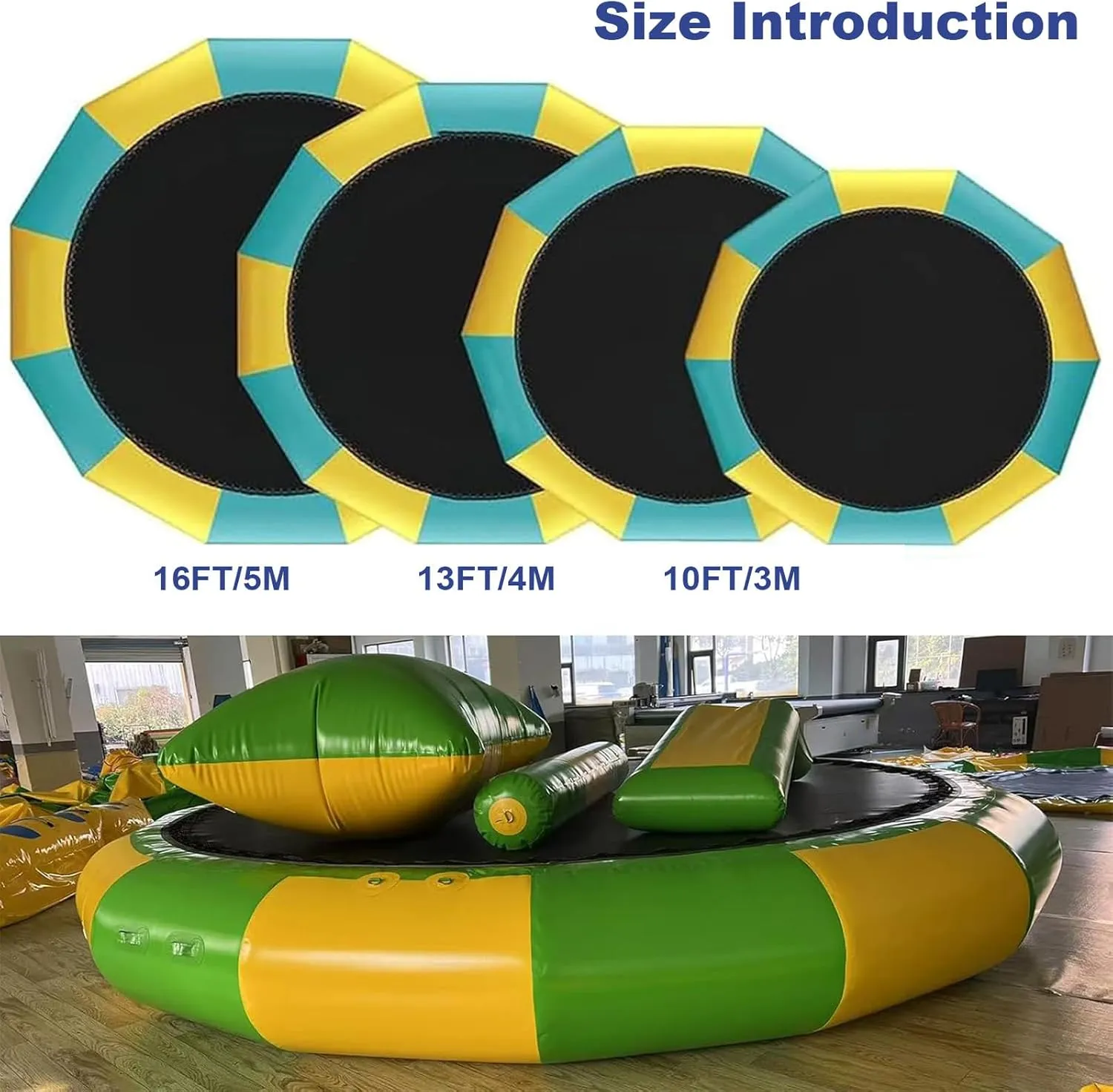 Water Trampoline Park, Portable Bounce Swim Platform/Inflatable Bounce Swimming Jumper Platform with Slide/Tube and Diving Pillow Bag,Water Float Jumper for Adults and Kids