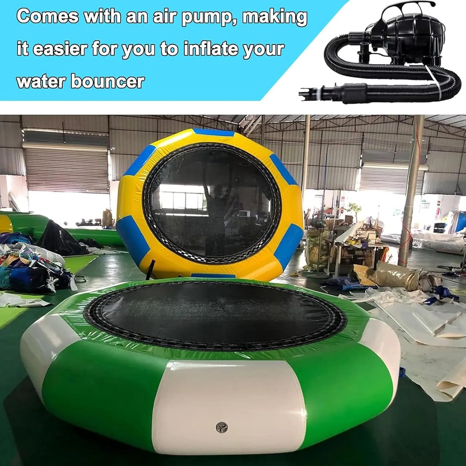 Water Trampoline Park, Portable Bounce Swim Platform/Inflatable Bounce Swimming Jumper Platform with Slide/Tube and Diving Pillow Bag,Water Float Jumper for Adults and Kids