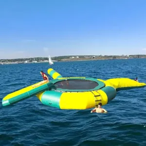 Water Trampoline with Slide - 6.5ft, 10ft,13ft,16ft for Lake, Inflatable Swim Platform, Fun & Safety for Water Sports Bouncers