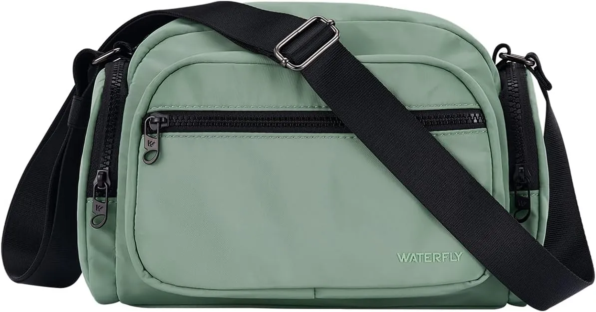 WATERFLY Multiple Pockets Crossbody Bags: 6L Large Nylon Purses 2025 - Travel Shoulder Cross Body Purse for Women Men