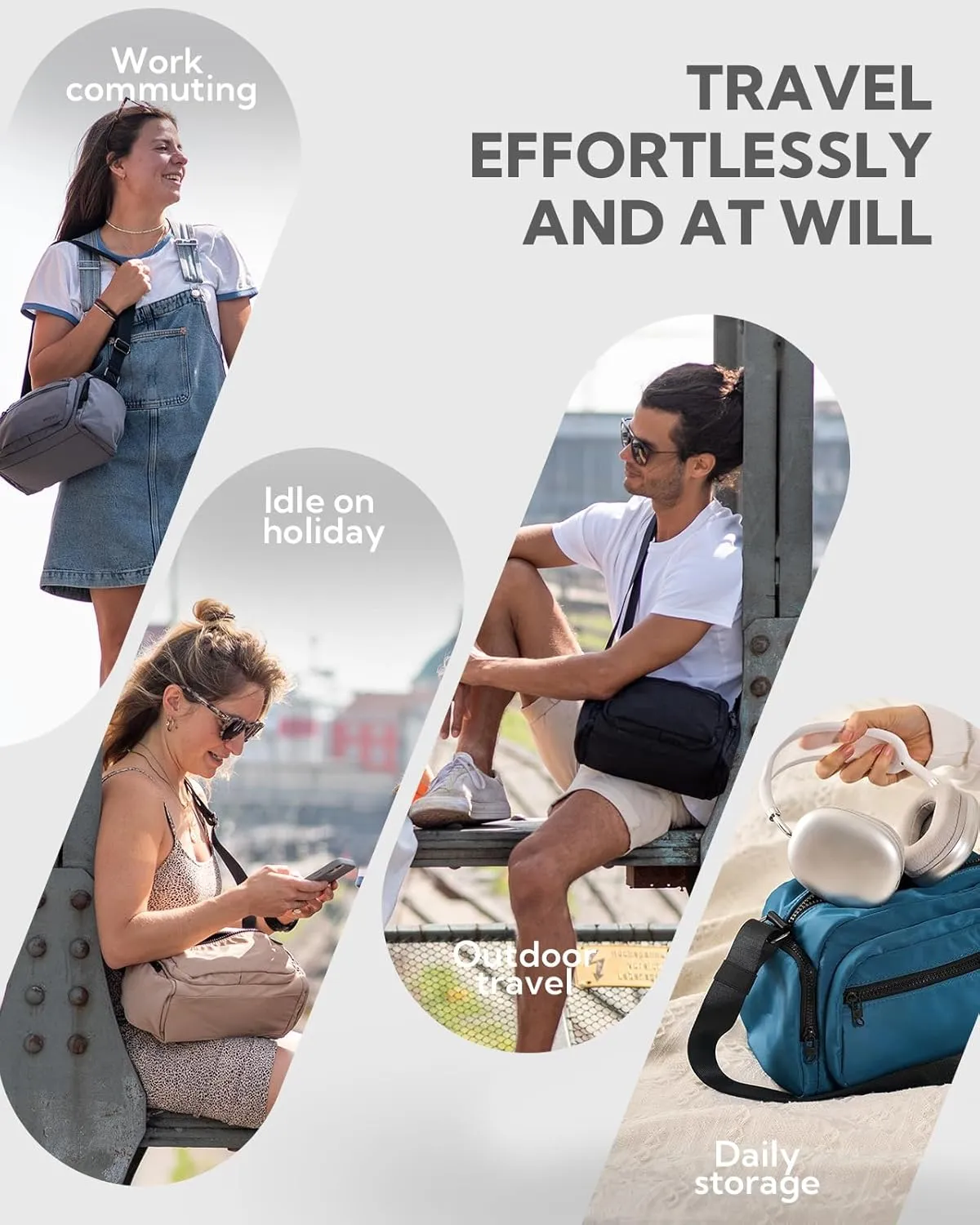 WATERFLY Multiple Pockets Crossbody Bags: 6L Large Nylon Purses 2025 - Travel Shoulder Cross Body Purse for Women Men