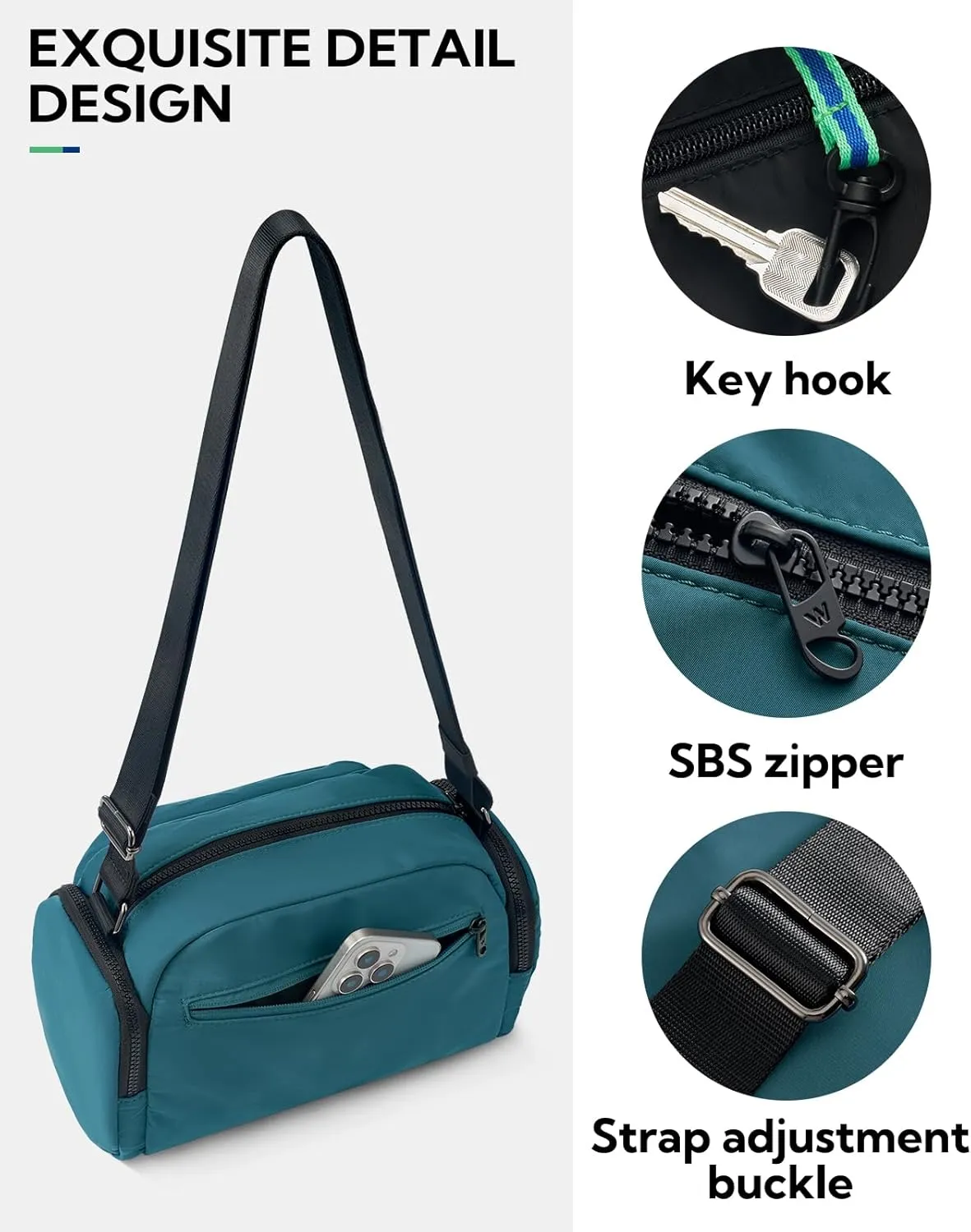 WATERFLY Multiple Pockets Crossbody Bags: 6L Large Nylon Purses 2025 - Travel Shoulder Cross Body Purse for Women Men