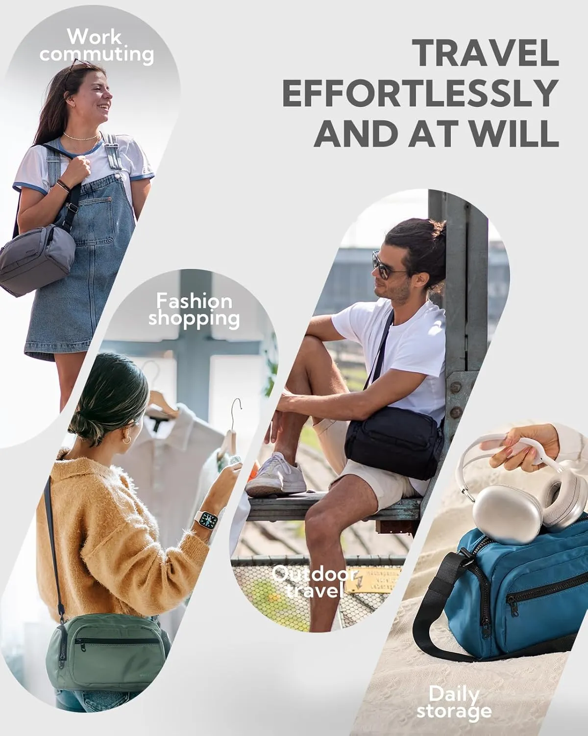WATERFLY Multiple Pockets Crossbody Bags: 6L Large Nylon Purses 2025 - Travel Shoulder Cross Body Purse for Women Men