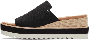 Wedge Mules Womens Sandals Wide Platform Slides Mule Sandals Slip on Wedge Sandals Espadrilles Dressy Comfortable Summer-Black 6