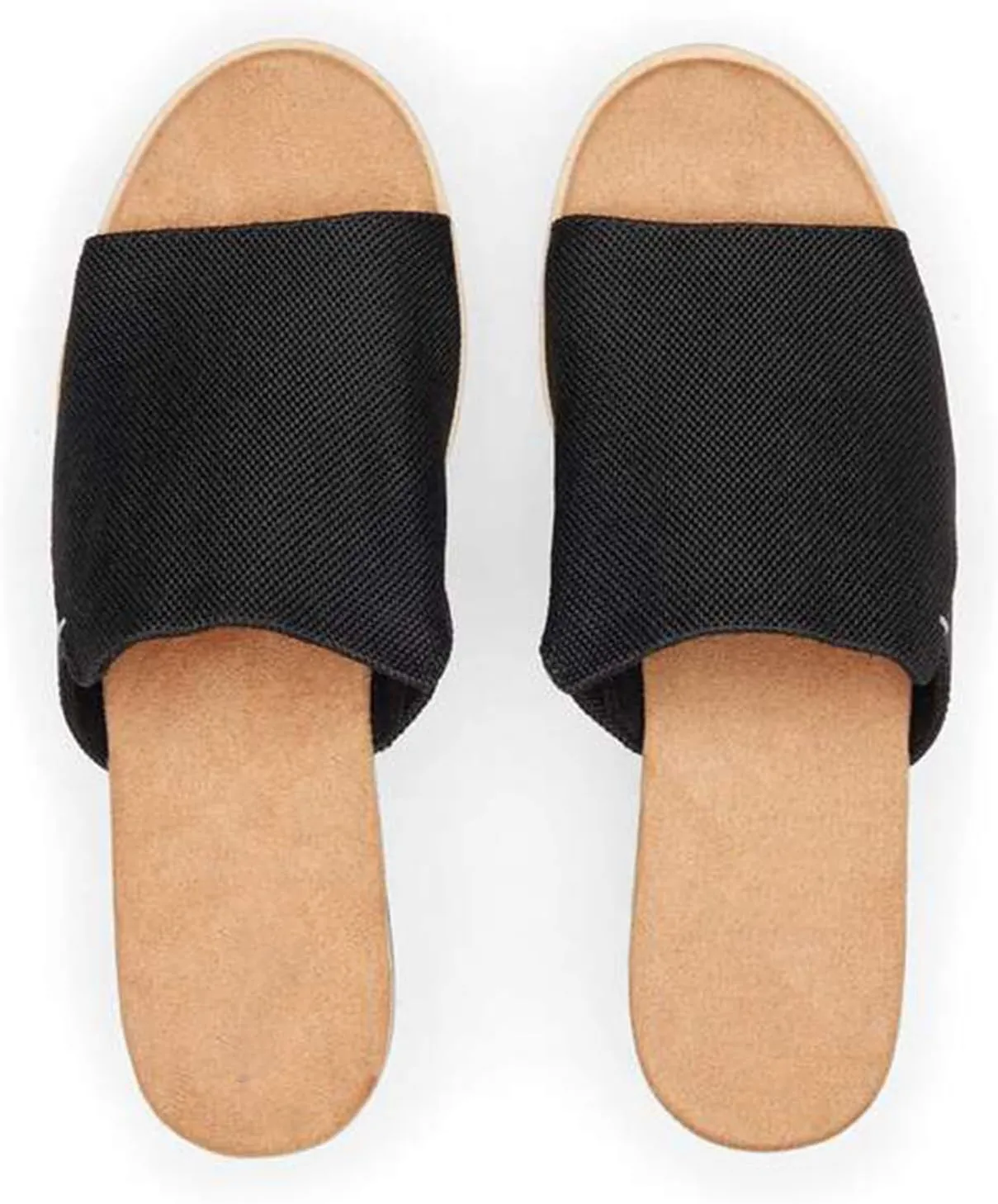 Wedge Mules Womens Sandals Wide Platform Slides Mule Sandals Slip on Wedge Sandals Espadrilles Dressy Comfortable Summer-Black