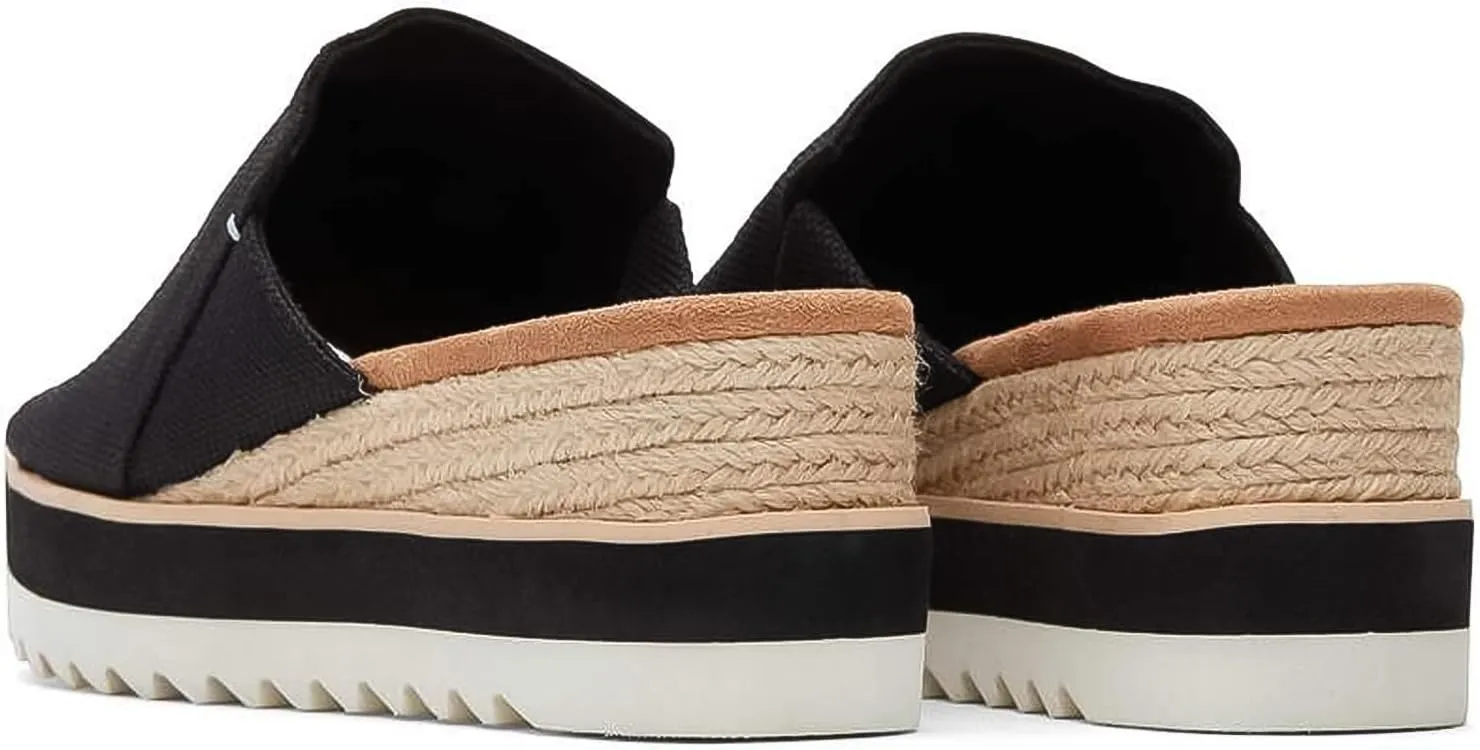 Wedge Mules Womens Sandals Wide Platform Slides Mule Sandals Slip on Wedge Sandals Espadrilles Dressy Comfortable Summer-Black