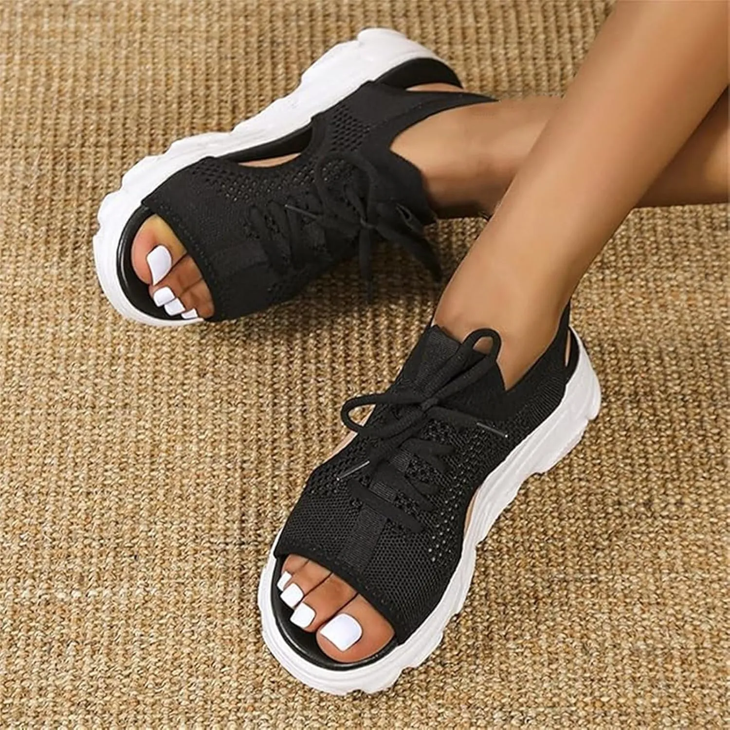 Wedge Sandals for Women Orthopedic Slide Sport Sandals Open Toe Summer Dressy Platform Sandal Arch Support Wide Width Shoes Comfy Sports Knit Sandal Soft Sole Fashion Trendy Dressy Shoes 2025