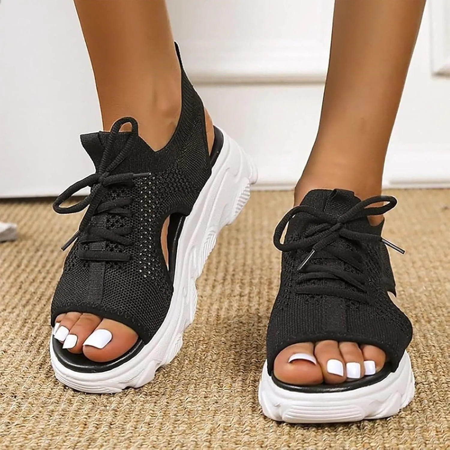 Wedge Sandals for Women Orthopedic Slide Sport Sandals Open Toe Summer Dressy Platform Sandal Arch Support Wide Width Shoes Comfy Sports Knit Sandal Soft Sole Fashion Trendy Dressy Shoes 2025