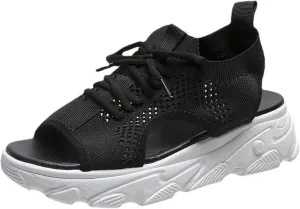 Wedge Sandals for Women Orthopedic Slide Sport Sandals Open Toe Summer Dressy Platform Sandal Arch Support Wide Width Shoes Comfy Sports Knit Sandal Soft Sole Fashion Trendy Dressy Shoes 2025