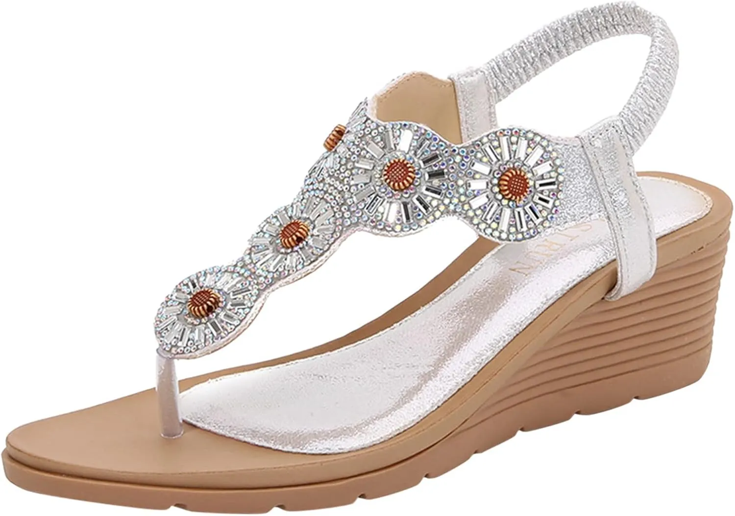 Wedge Sandals for Women Slip On Hollow Cutout Boho Gladiator Strappy High Heel Platform Sandals with Zipper Back and Open Toe Orthopedic Sandal Beach Dressy Flip Flops for Wide Toe 2025 Spring