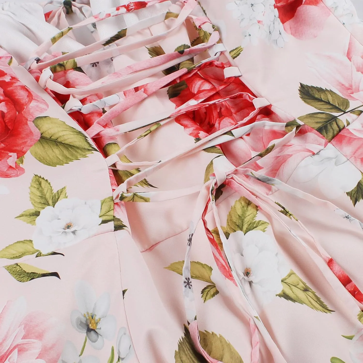Women Floral Corset Dress, Boho Summer Spaghetti Straps Square Neck Casual Midi Dress Flowy Slit Bustier Dresses