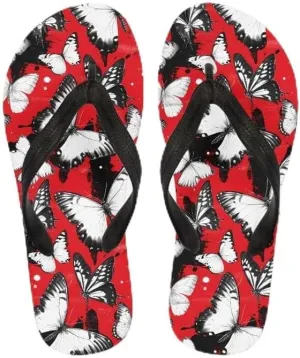 Women Geometry Flip Flop Sandal, Butterfly Sunflower Lightweight Thong Sandals Comfort Summer Beach Slippers