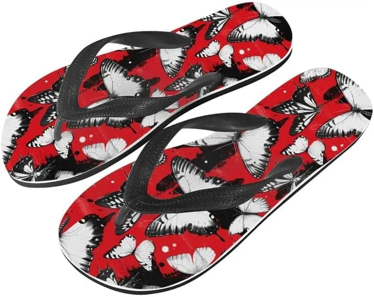 Women Geometry Flip Flop Sandal, Butterfly Sunflower Lightweight Thong Sandals Comfort Summer Beach Slippers