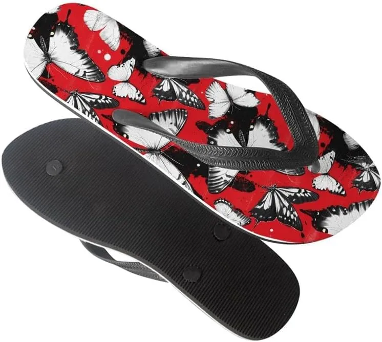 Women Geometry Flip Flop Sandal, Butterfly Sunflower Lightweight Thong Sandals Comfort Summer Beach Slippers