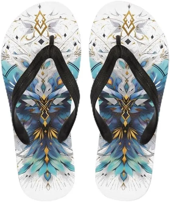 Women Geometry Flip Flop Sandal, Butterfly Sunflower Lightweight Thong Sandals Comfort Summer Beach Slippers