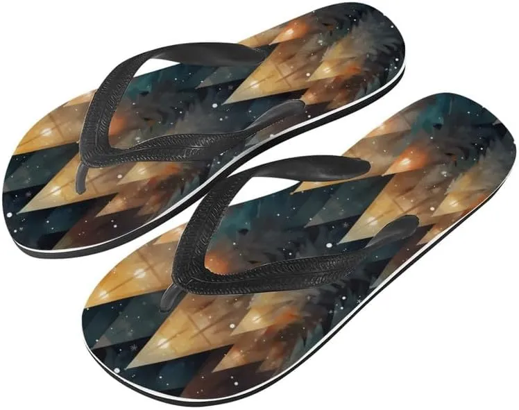 Women Geometry Flip Flop Sandal, Sunset Butterfly Hotel Travel Footwear Lotus Comfort Slippers Flip Flop Sandals