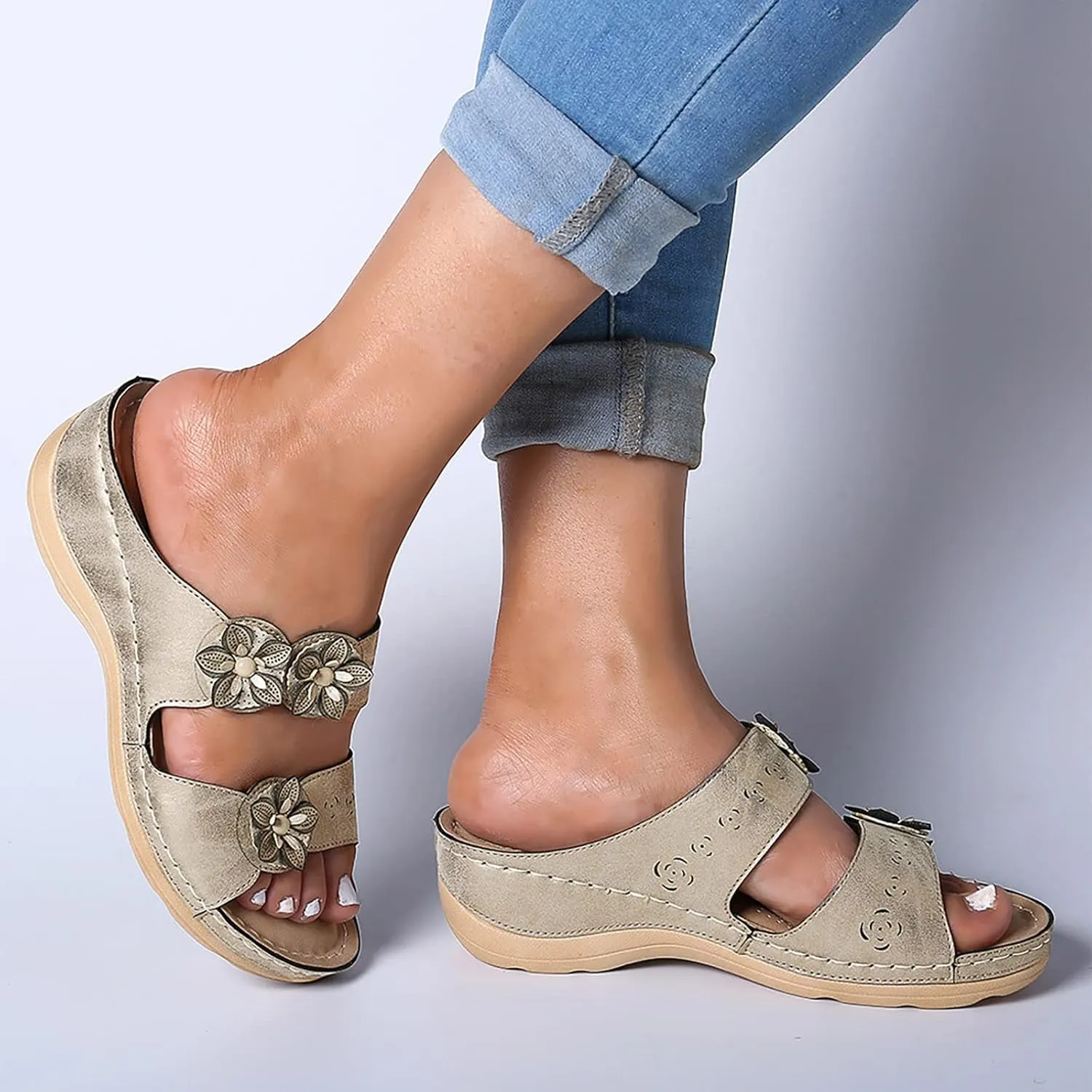 Women Orthopedic Sandals with Arch Support Orthopedic Womens Tan Sandals Orthopedic Recovery Sandals for Women Orthotic Women's Flat Sandals 8.5 Womens Comfort Walking Flip Flops with Arch Support