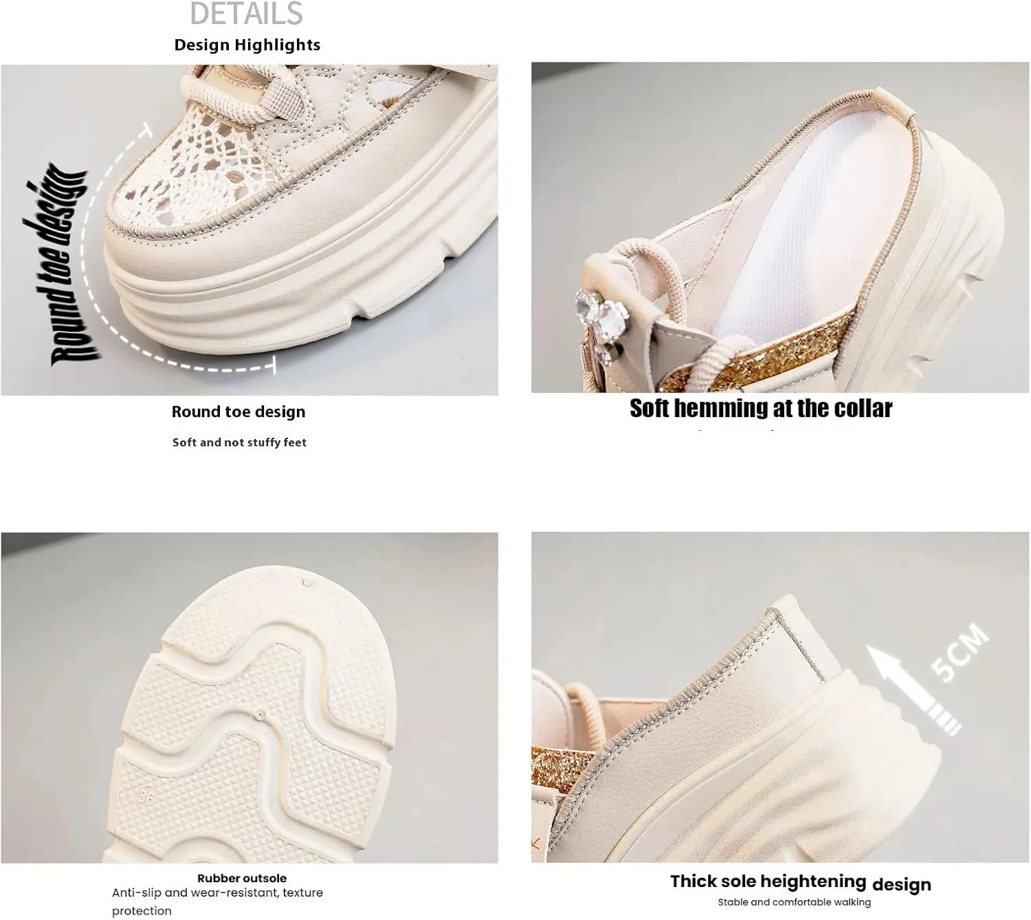 Women Slip On Platform Sneakers Comfortable Breathable Mule Shoes Casual Clogs with Cutout Design for Walking Work Travel Errands Outfits