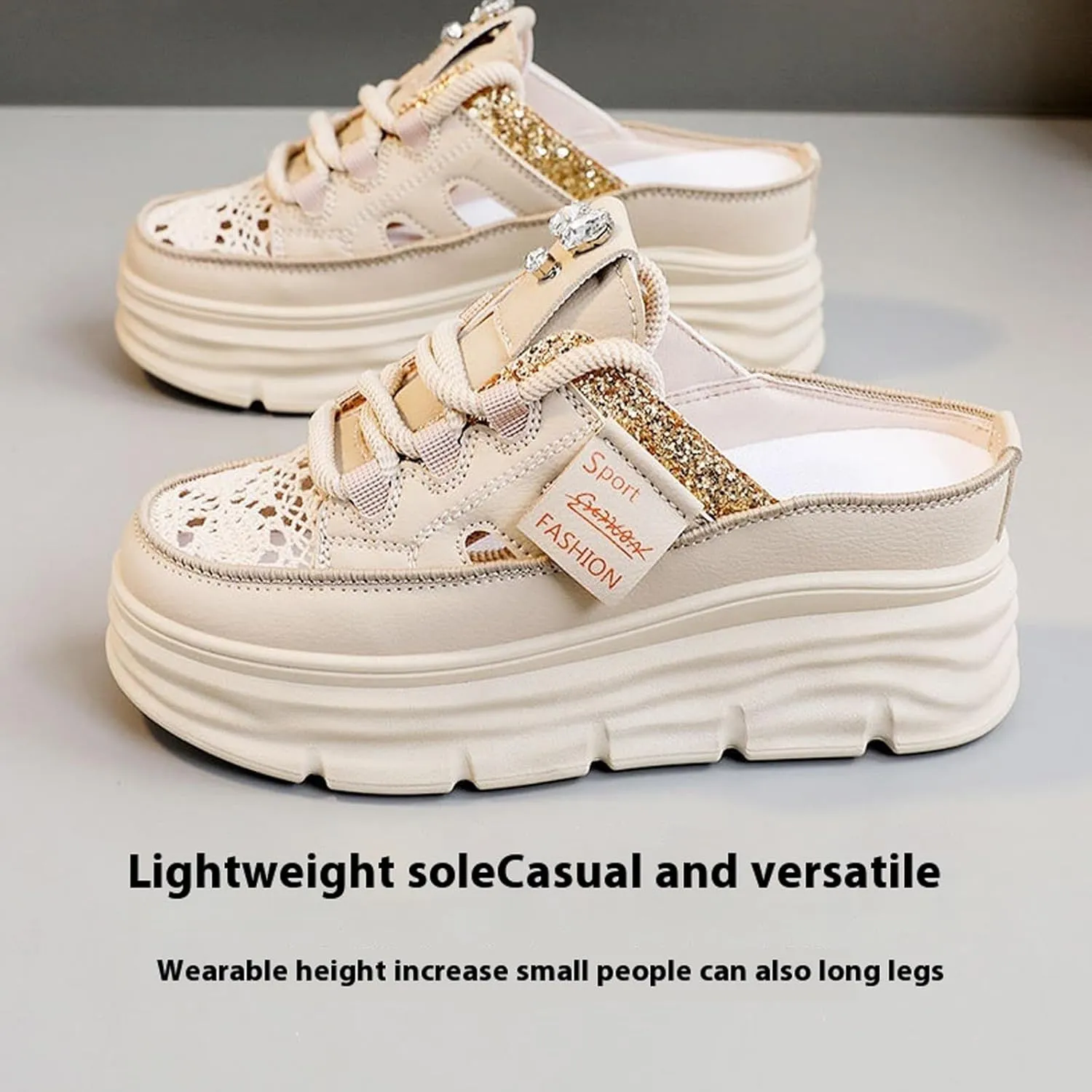 Women Slip On Platform Sneakers Comfortable Breathable Mule Shoes Casual Clogs with Cutout Design for Walking Work Travel Errands Outfits