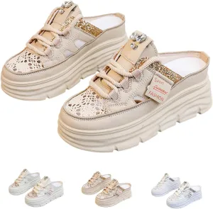 Women Slip On Platform Sneakers Comfortable Breathable Mule Shoes Casual Clogs with Cutout Design for Walking Work Travel Errands Outfits