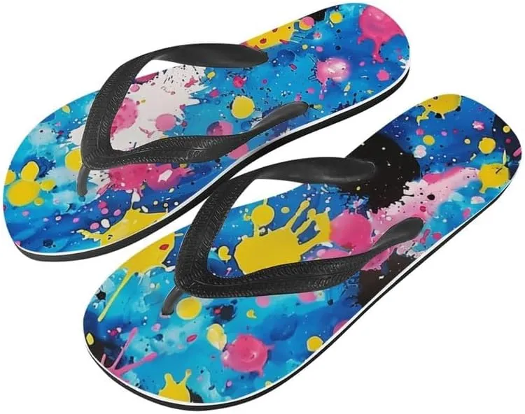 Women Tie-Dye Flip Flop Sandal, Hawaii Graffiti Soft Comfort Fit Slippers for Summer Unisex Outdoor Shower Slippers